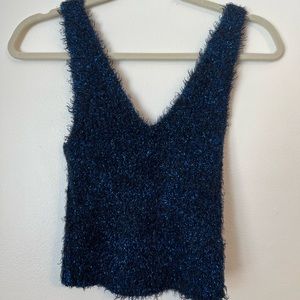Urban Outfitters blue and black fuzzy sparkly tank top | size M